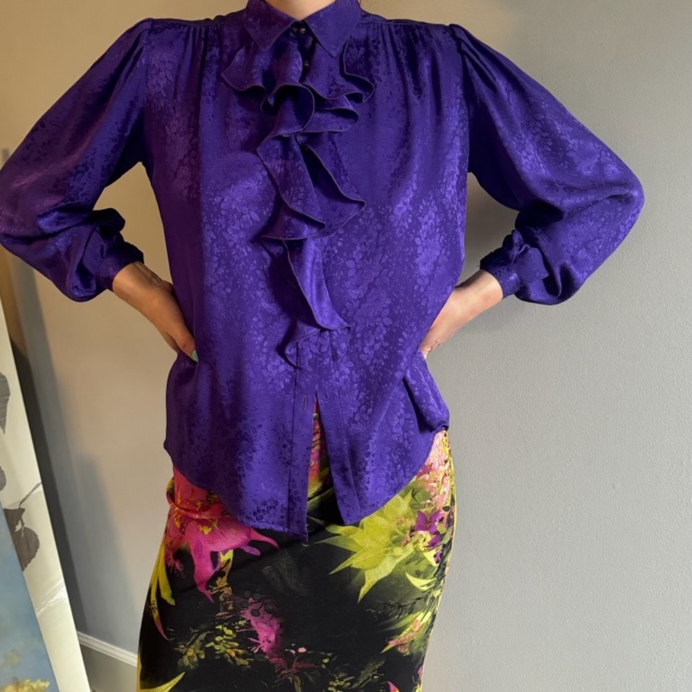 Vintage Floral Purple Ungaro Blouse